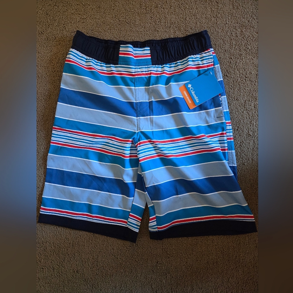 Columbia Blue Striped Swim Shorts